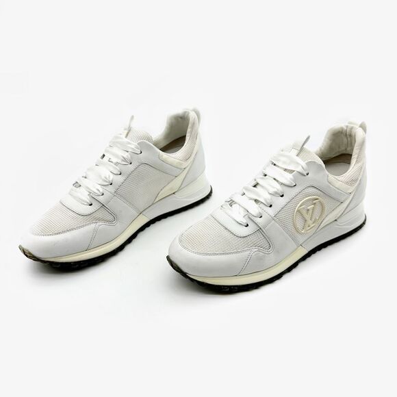 LOUIS VUITTON White Run Away Sneaker White Damier Size 39.5 LV Logo Running Shoe - Picture 13 of 13